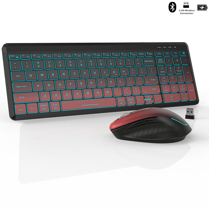 Desk Setup Keyboard - RGB Backlit Silent Wireless Keyboard and