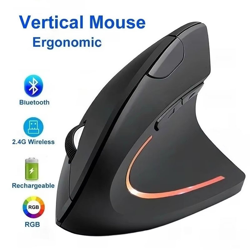 Desk Setup Keyboard - Ergonomically Compliant Vertical Mouse 2.4GHz Bluetooth