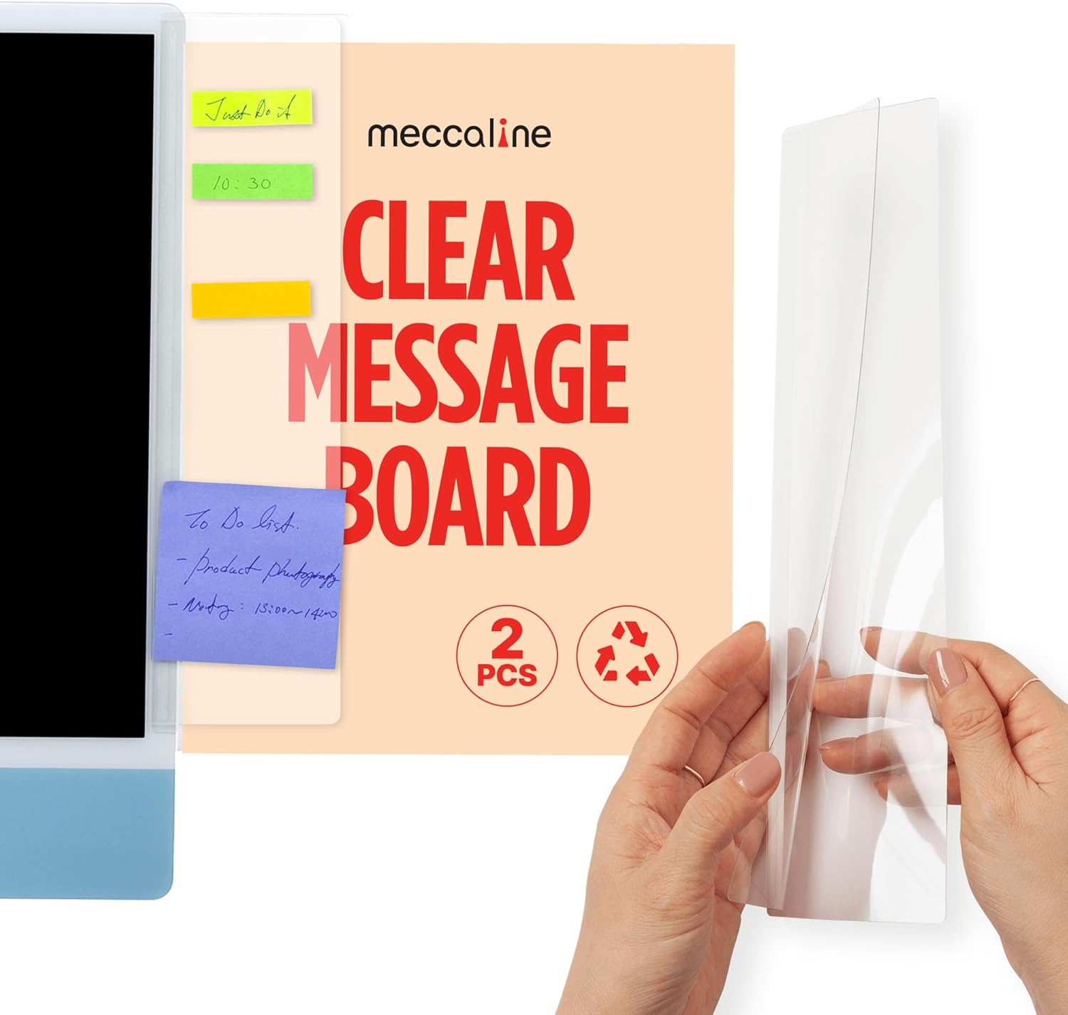 Sticky Memo Holder - 2 Pcs Flexible PET Monitor Memo