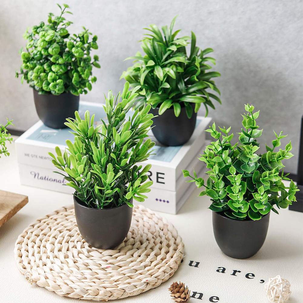 4 Packs Fake Plants Artificial - Desk Setup At Home のレビューと価格