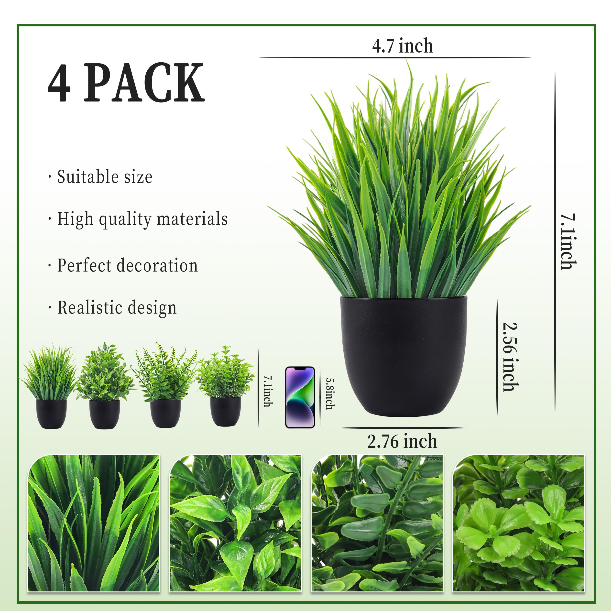 4 Packs Fake Plants Artificial - Desk Setup At Home のレビューと価格