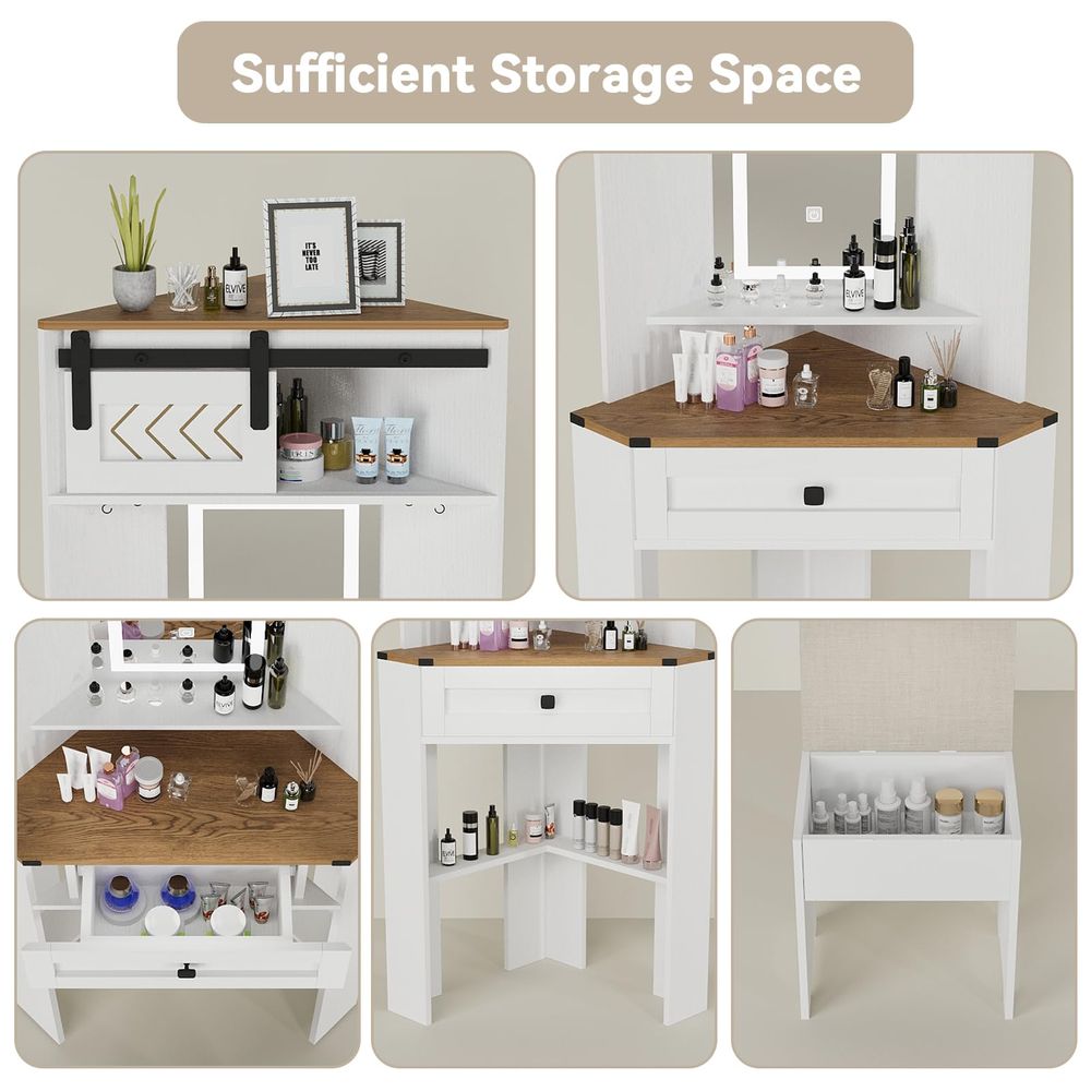 Small Vanity Desk Set with Lig - Desk Setup Small Space のレビューと価格