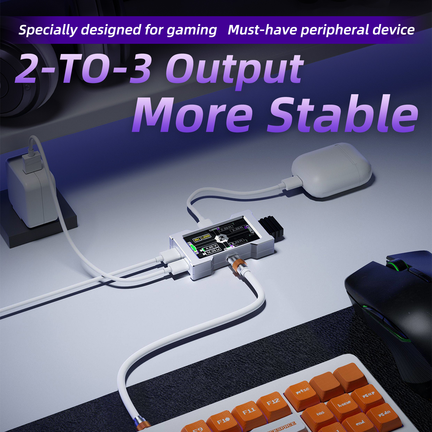HMHUB Gaming USB Hub - 2-To-3  - Desk Setup Usb Hub のレビューと価格
