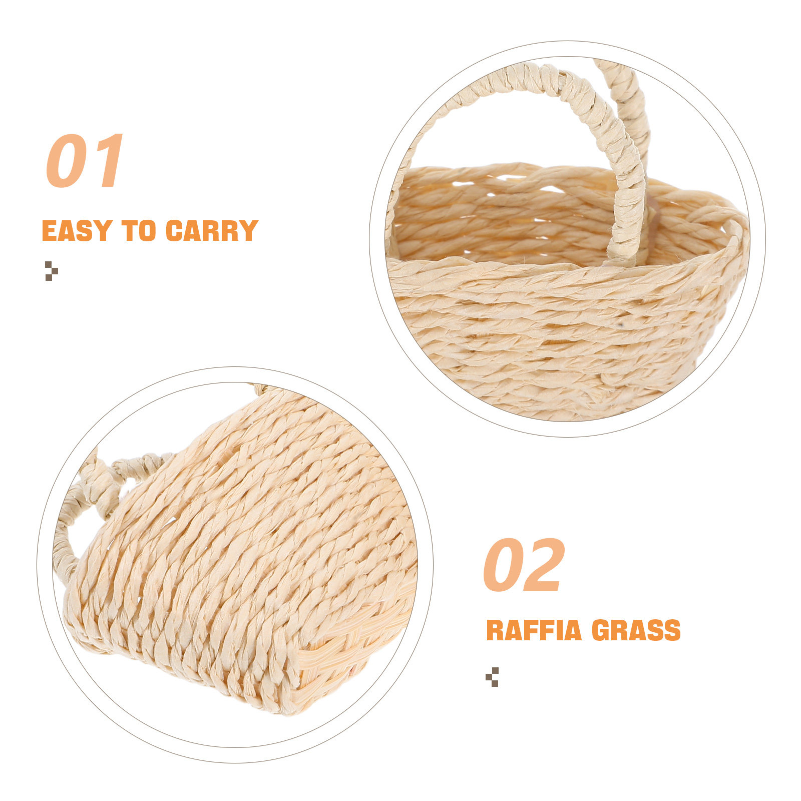 2Pcs Mini Raffia Handle Basket - Desk Setup Small Space のレビューと価格