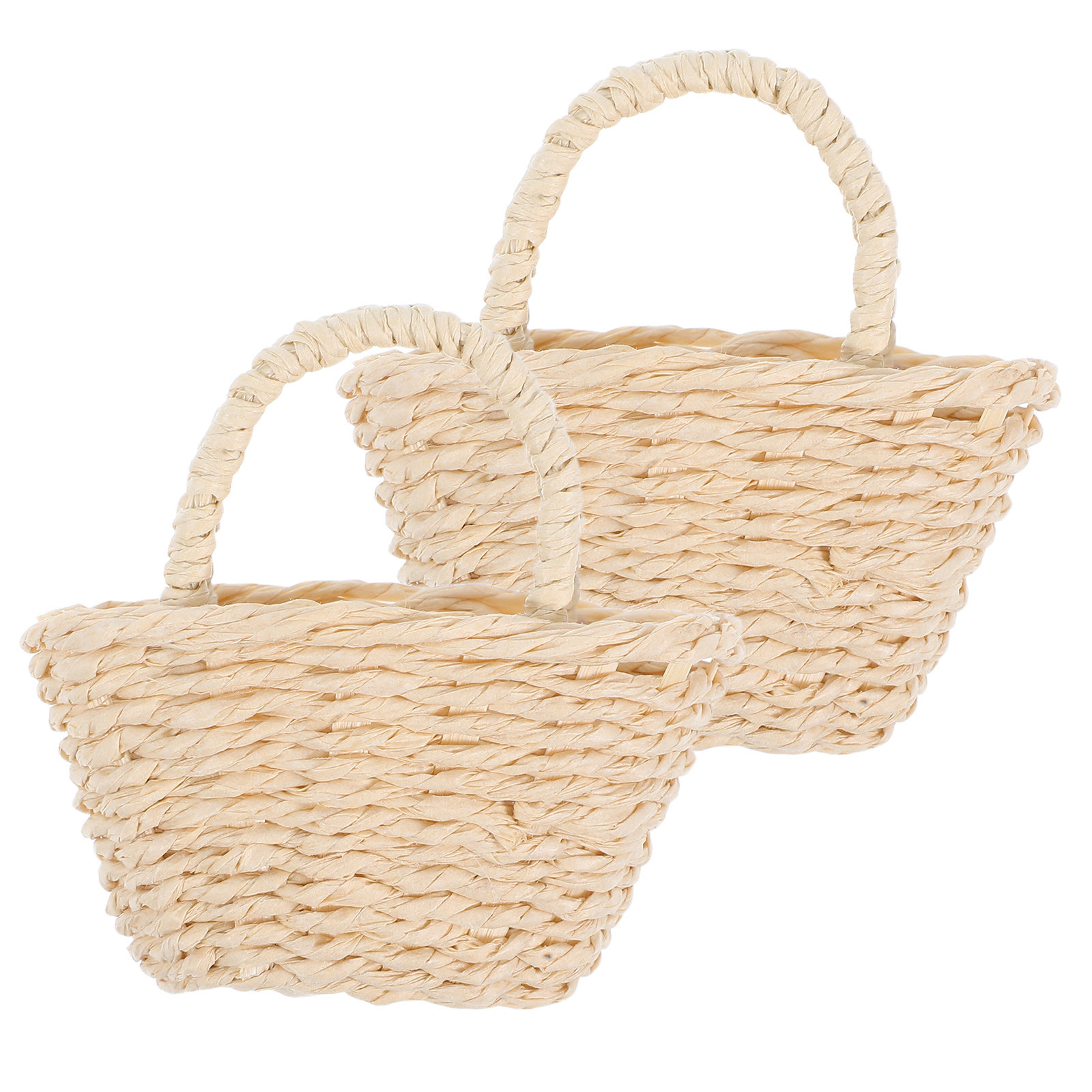 2Pcs Mini Raffia Handle Basket - Desk Setup Small Space のレビューと価格