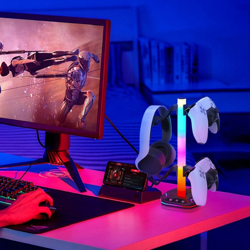RGB Gaming Headset Stand with  - Desk Setup Usb Hub のレビューと価格