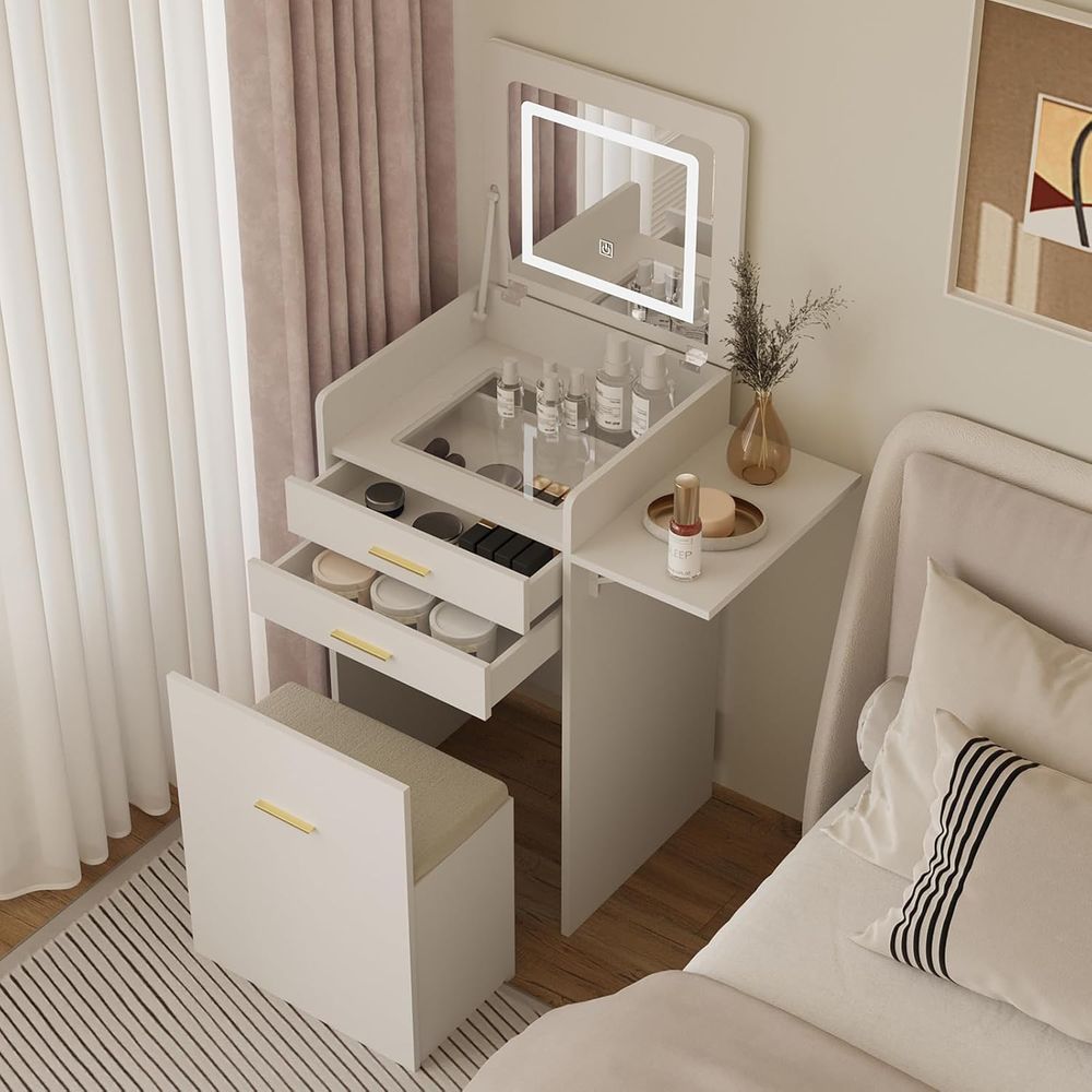 3-in-1 Vanity Desk Set, Flip-t - Desk Setup Small Space のレビューと価格