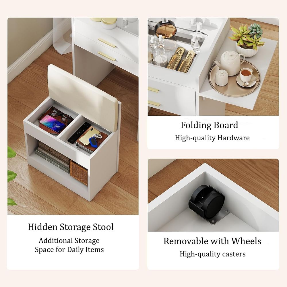 3-in-1 Vanity Desk Set, Flip-t - Desk Setup Small Space のレビューと価格