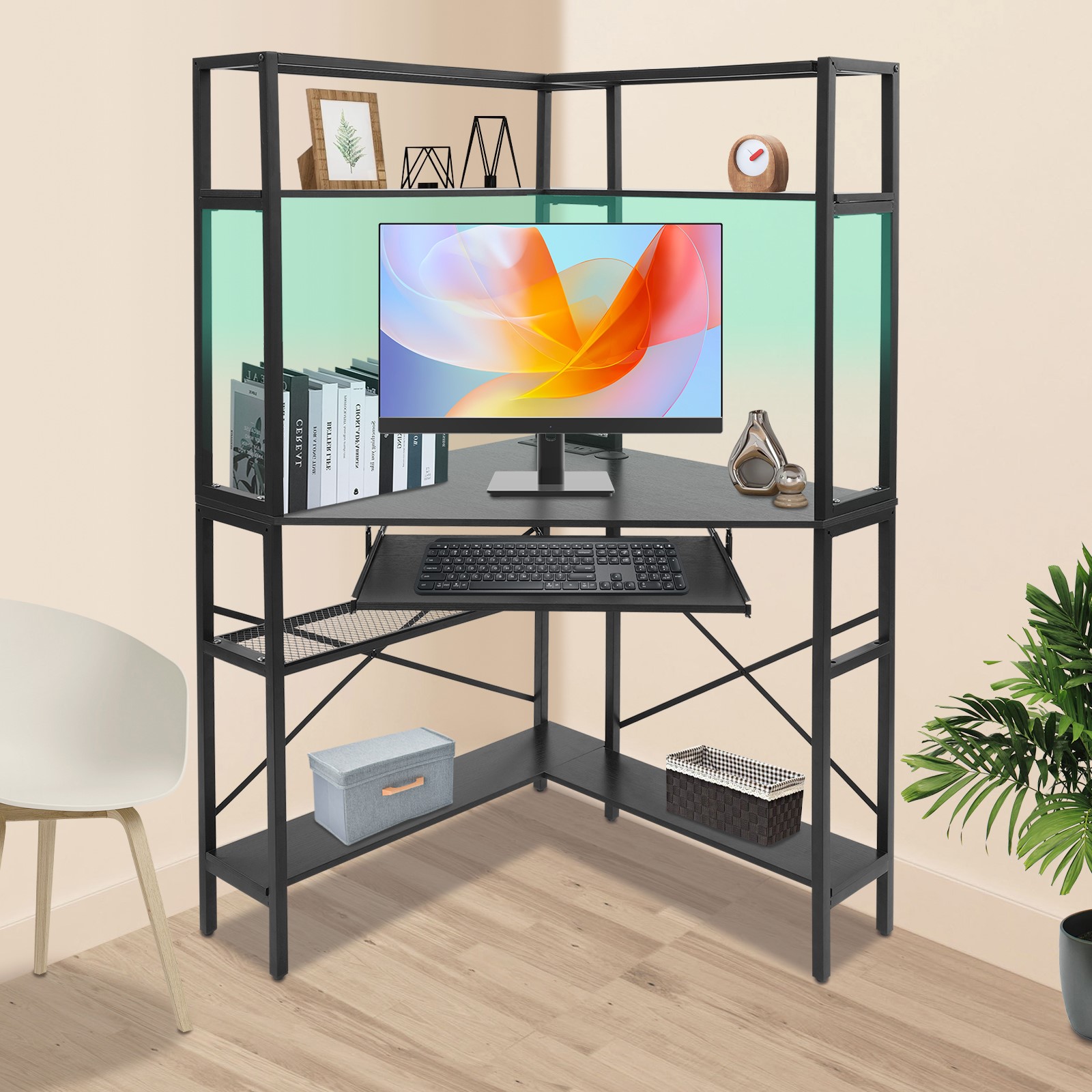 Triangular Corner Computer Des - Desk Setup Small Space のレビューと価格