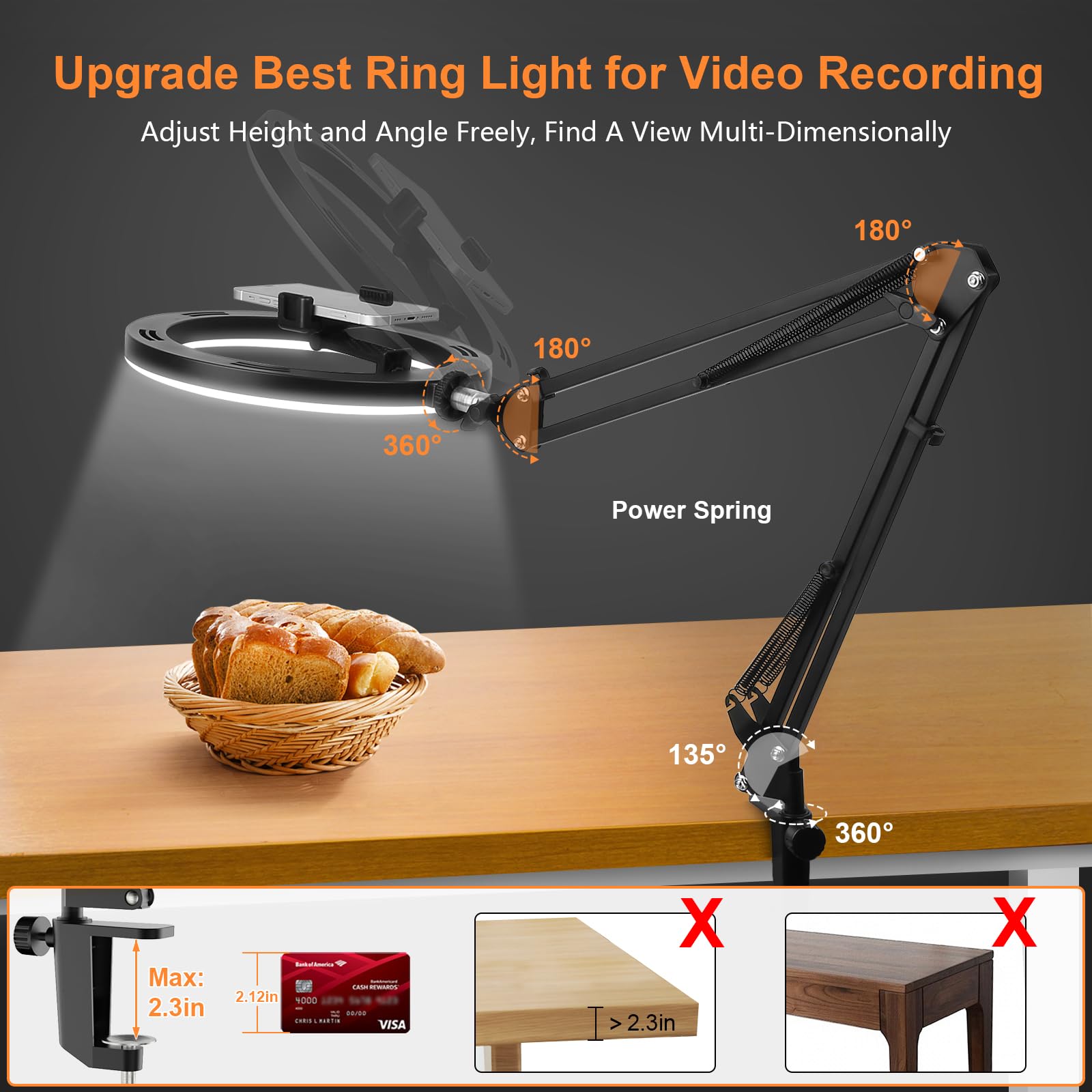 Nice Overhead Tripod With Ring - Desk Setup At Home のレビューと価格