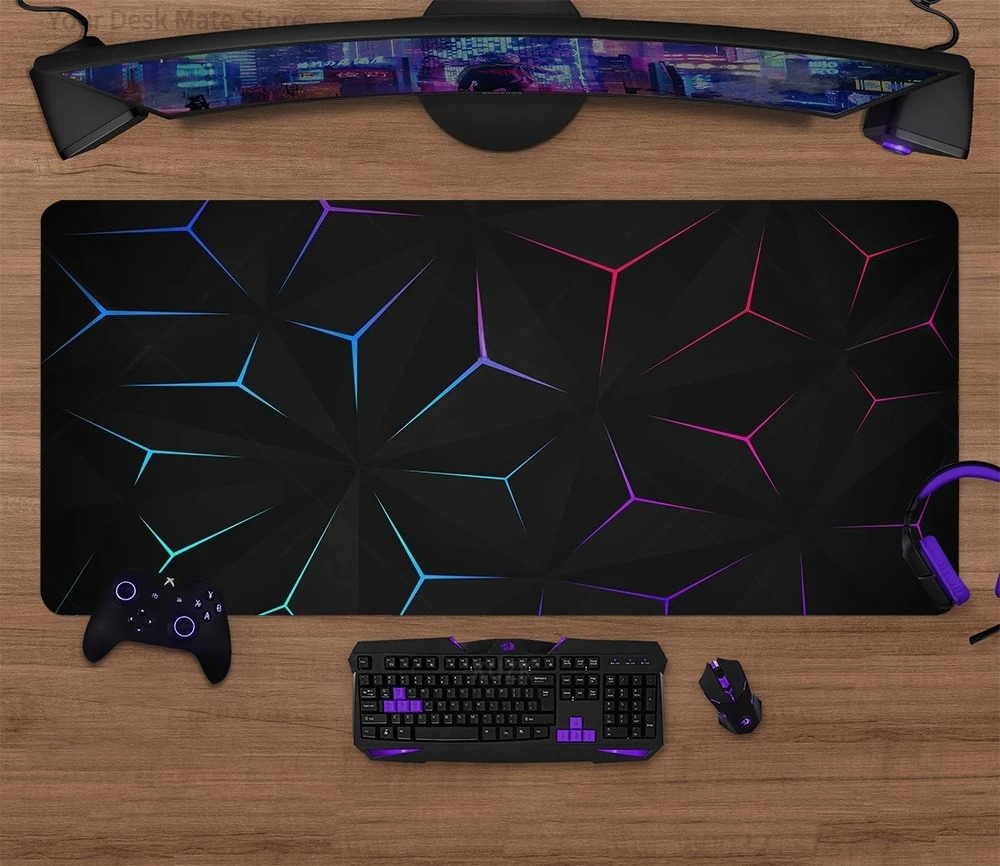 Geometric Line Gaming Desk Mat - Desk Setup Keyboard のレビューと価格