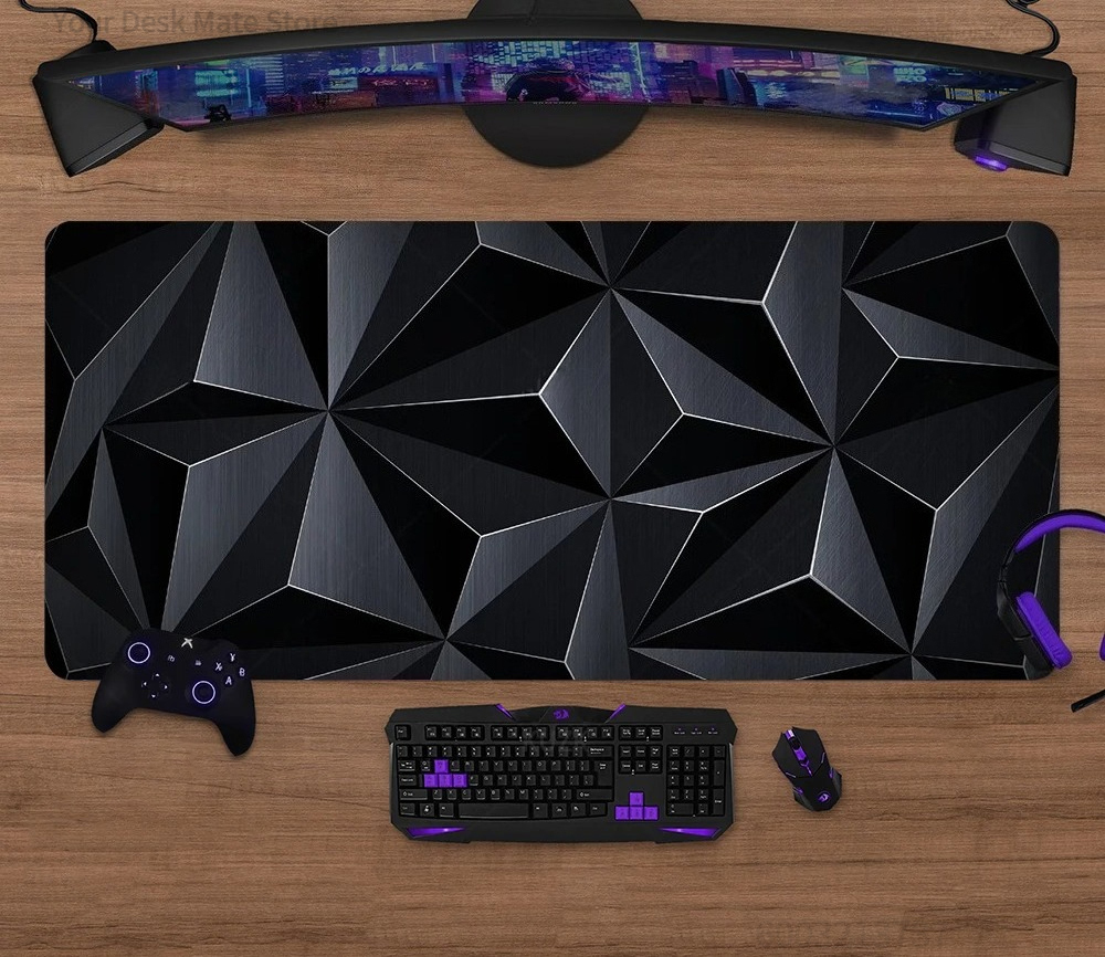 Geometric Line Gaming Desk Mat - Desk Setup Keyboard のレビューと価格