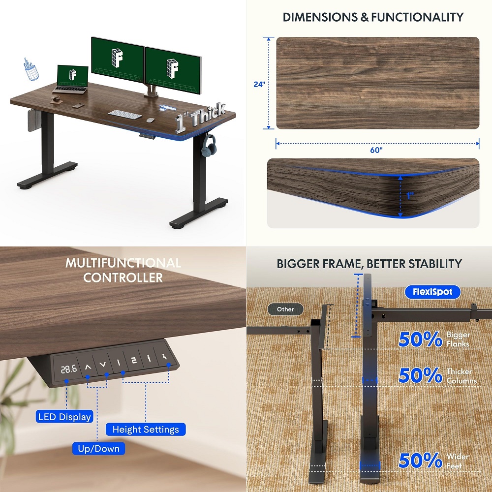 60x24 OnePiece Electric Standi - Desk Setup For Office のレビューと価格