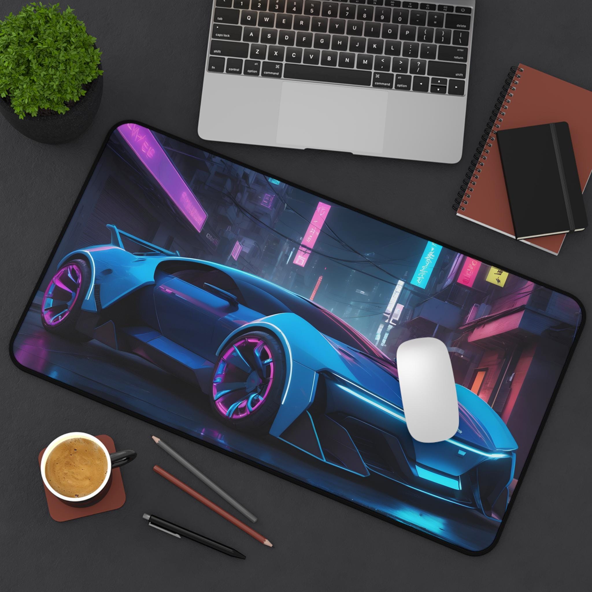 XXL Cool Car Mouse Pad - Neon  - Desk View Setup のレビューと価格