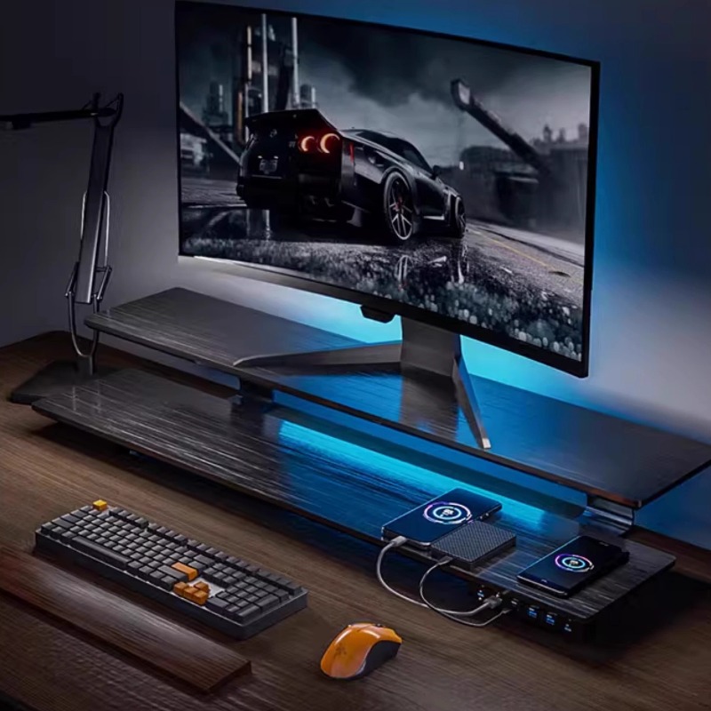 Solid Wood Gaming Desk Top wit - Desk Setup Usb Hub のレビューと価格