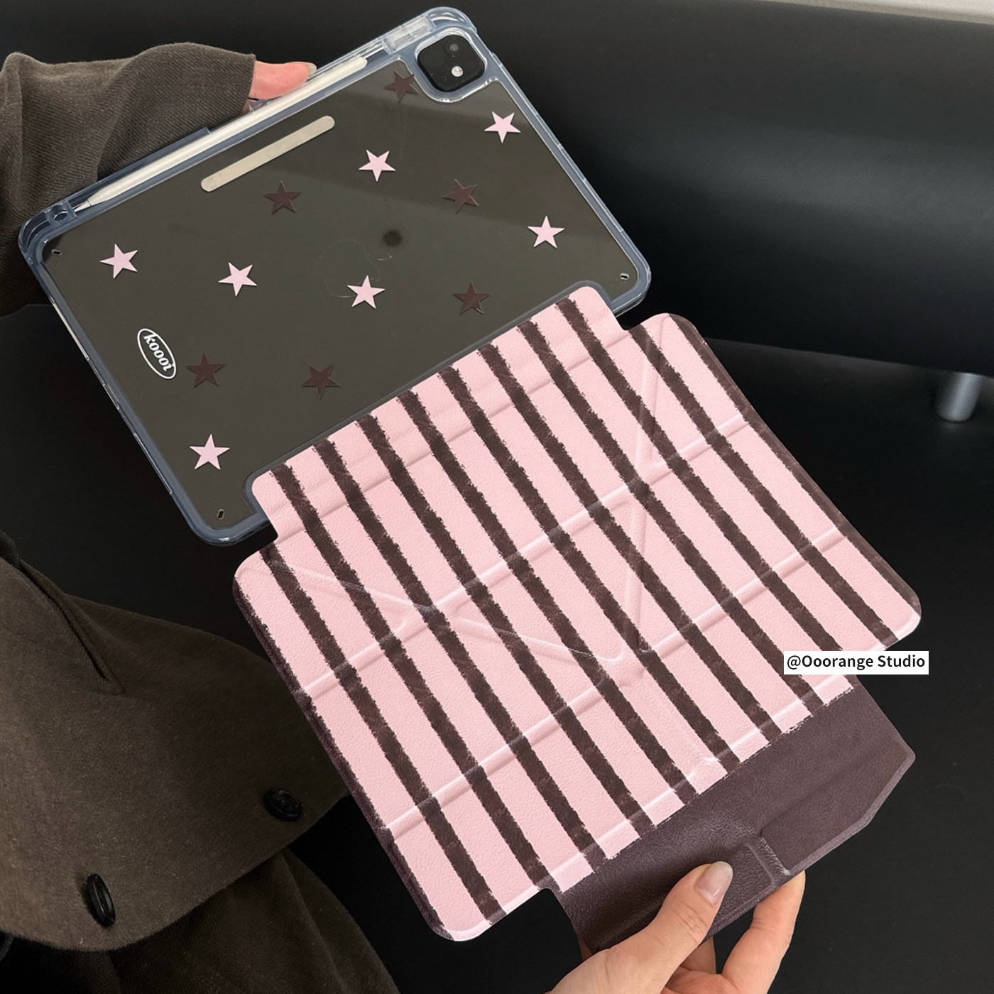 Ins Pink And Brown Stripe Tabl - Desk Setup Ipad のレビューと価格
