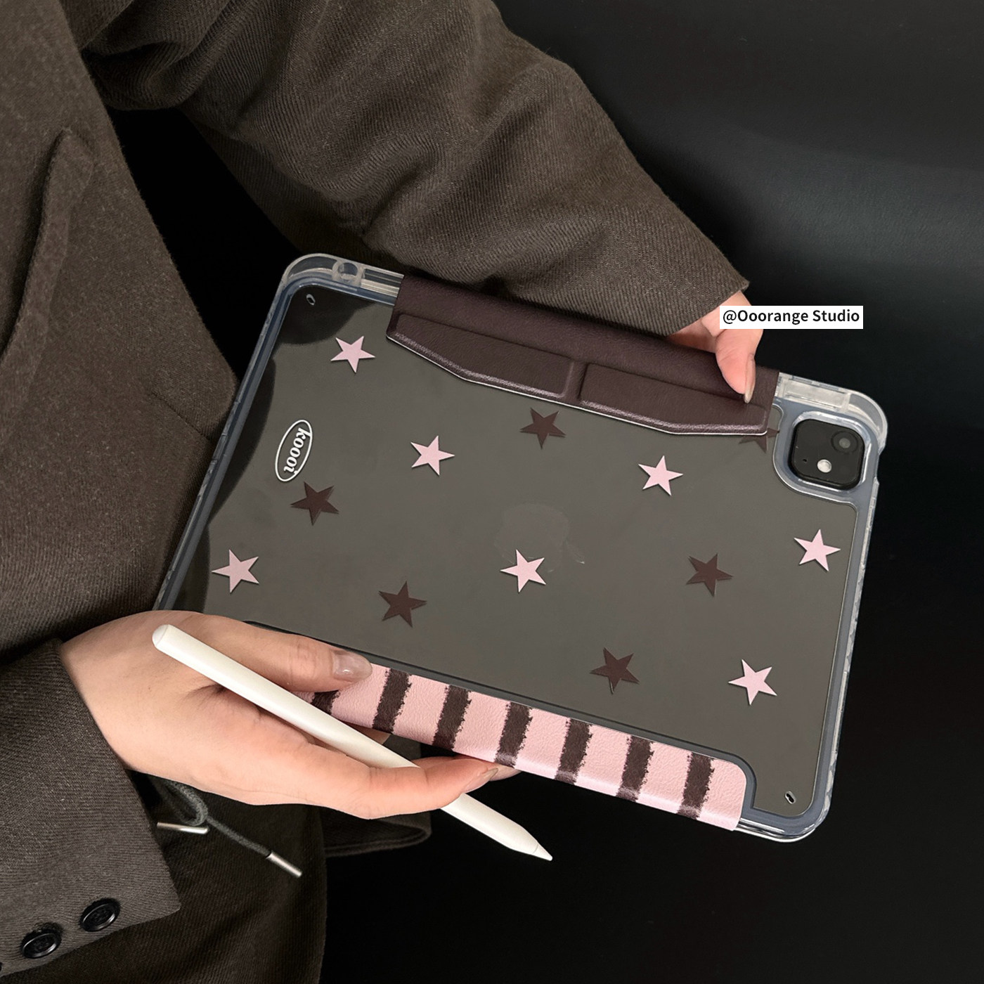Ins Pink And Brown Stripe Tabl - Desk Setup Ipad のレビューと価格