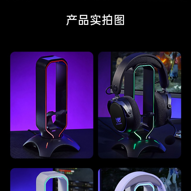 Waizowl RGB Headphone Stand Ga - Desk Setup Usb Hub のレビューと価格